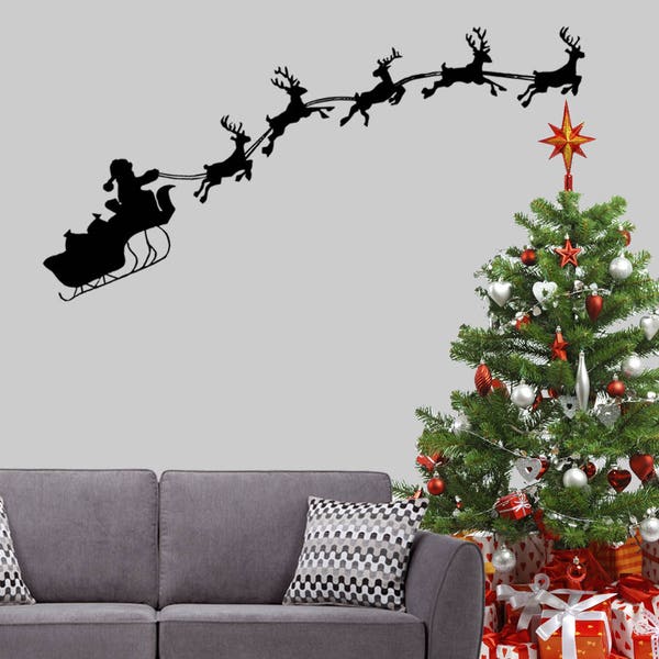 Christmas Flying Santa - Wall Art - Wall Sticker, Decal -