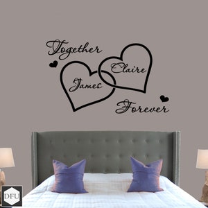 Personalised together forever love hearts - Wall Sticker, Wall Art, Love Quote, Family Decal, Home Décor, DIY - Designs For You Uk