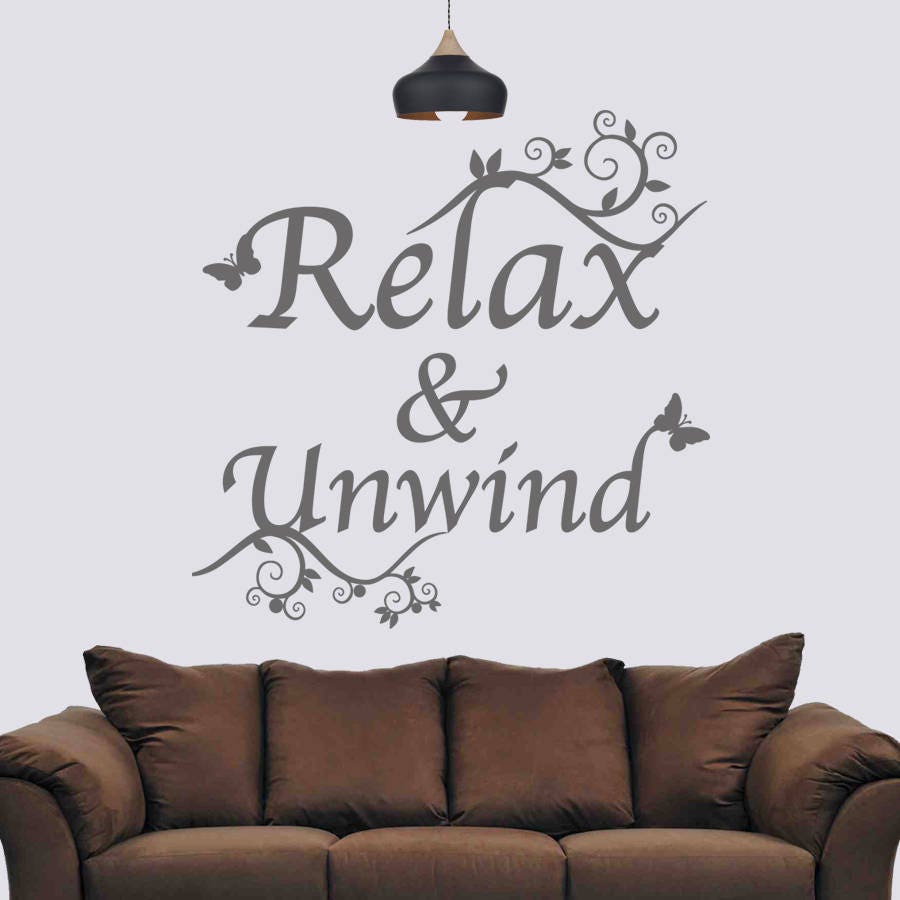 Relax & Unwind Wall Sticker Wall Art Decal Quote Bathroom Etsy UK