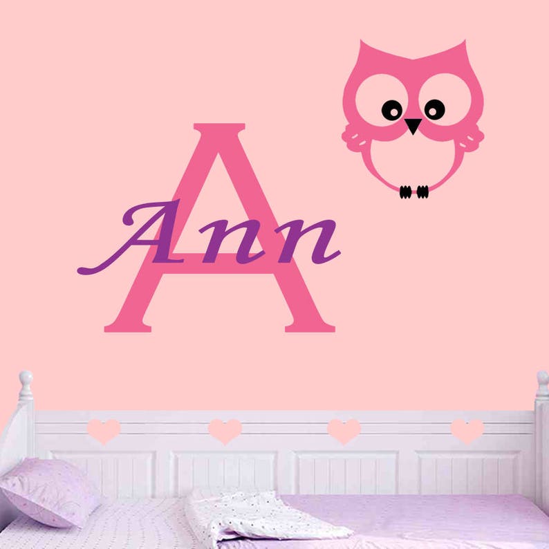 Wall Art Decal Girl Room Personalised Owl Name Wall Sticker your wall stickers