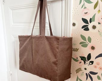 Chestnut and Liberty corduroy tote bag, ideal as a gift