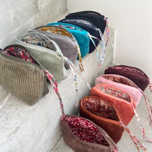 Petite trousse pochette en velours côtelé et Liberty | Idéal cadeau