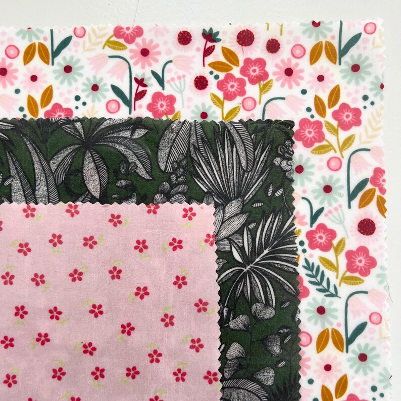 Trio of reusable food wraps/ Eco-friendly beeswax food wrap/ Bee wrap/ Zero Waste image 13