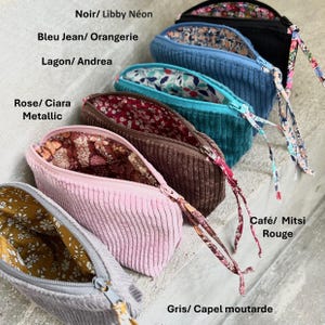 Petite trousse pochette en velours côtelé et Liberty | Idéal cadeau