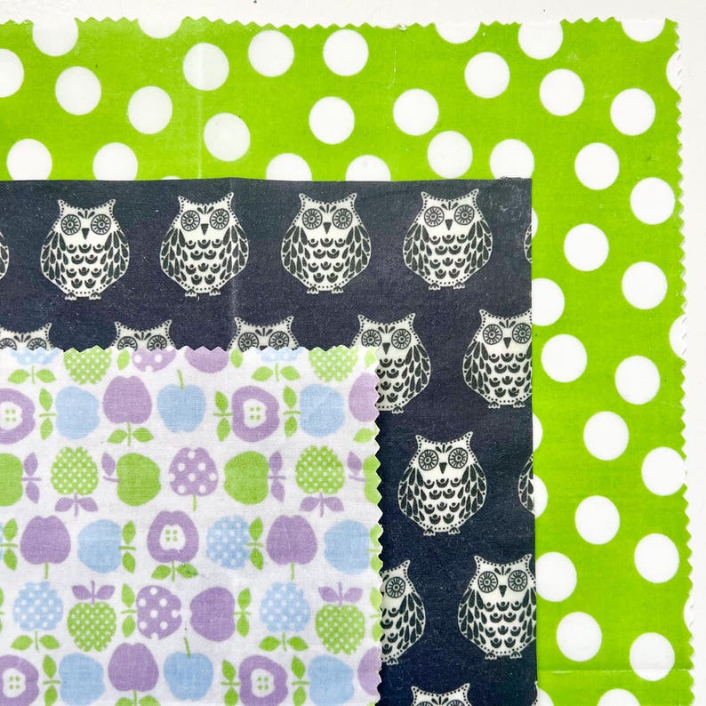 Trio of reusable food wraps/ Eco-friendly beeswax food wrap/ Bee wrap/ Zero Waste image 9