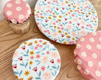 Set of 4 washable fabric dish covers / Zero waste