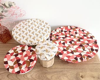 Set of 4 washable fabric dish covers / Zero waste