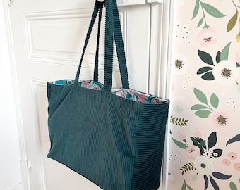 Duck Blue and Liberty corduroy tote bag, ideal as a gift