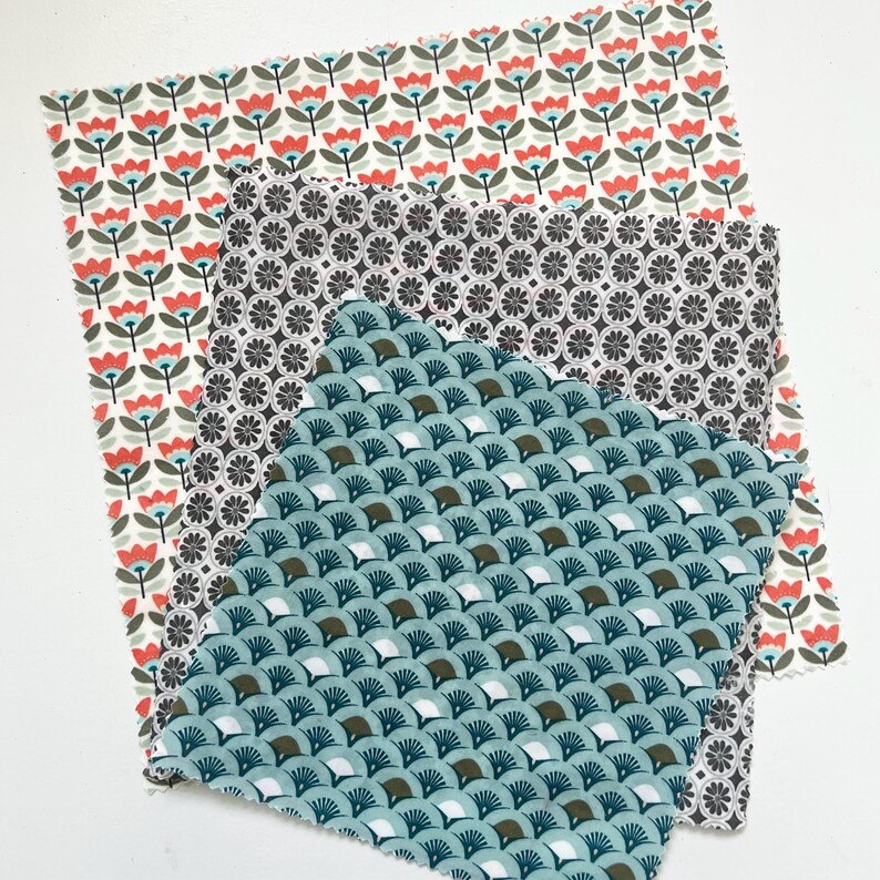 Trio of reusable food wraps/ Eco-friendly beeswax food wrap/ Bee wrap/ Zero Waste 6.