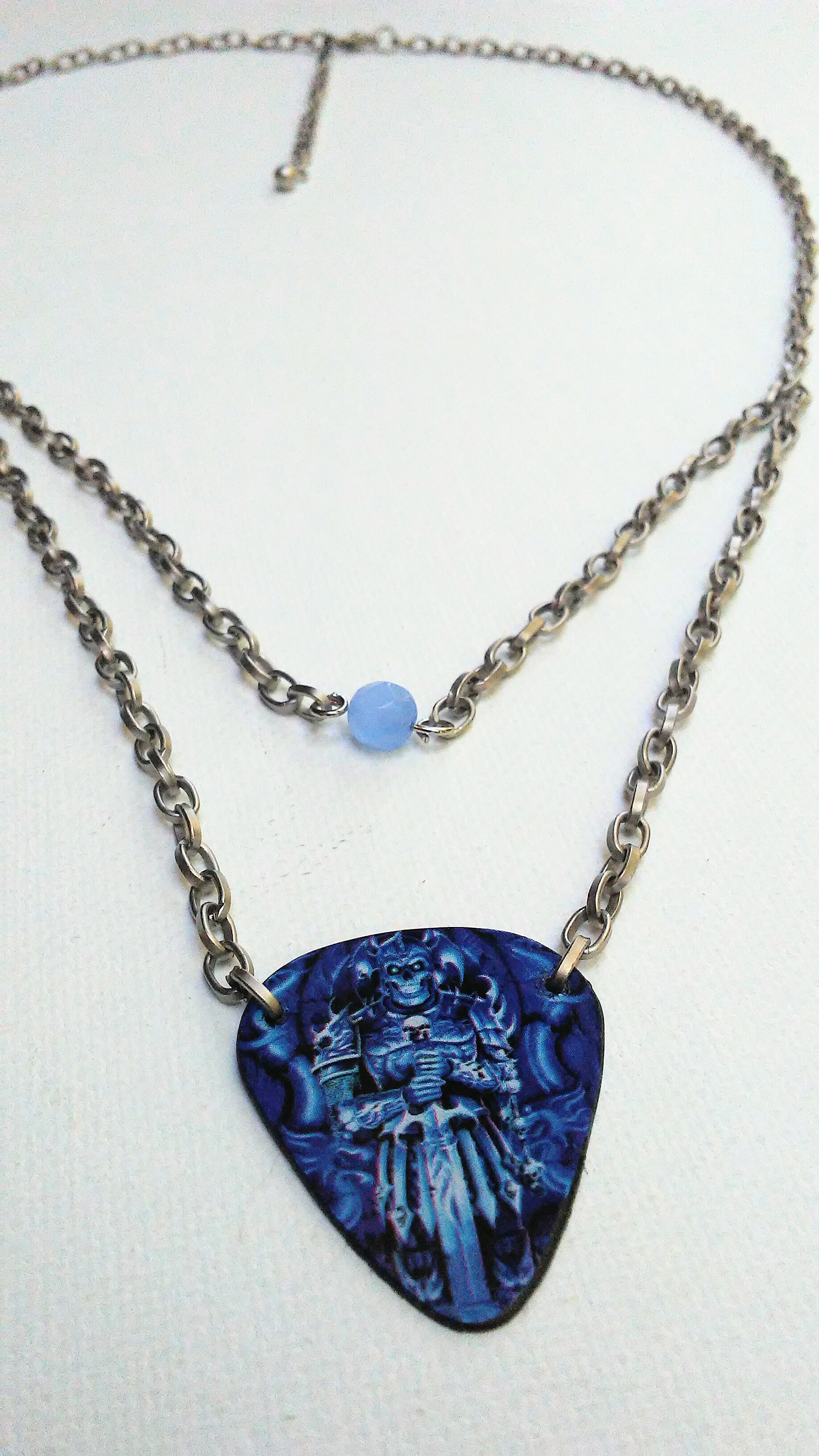 Guitar pick necklace mens necklace blue guitar pick Etsy