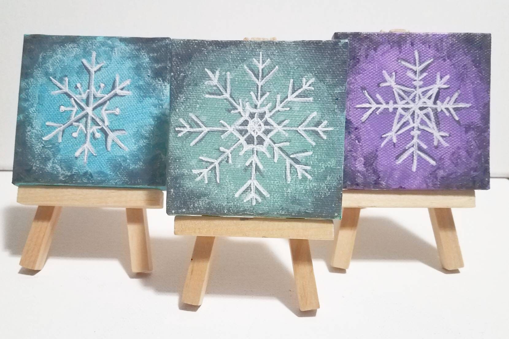 Snowflake paintings winter decor holiday decorations mini Etsy