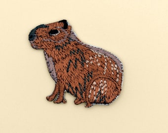Capybara Patch zum Aufbügeln/Natur Tier Abzeichen/Capybara Abzeichen/Dekorative Aufnäher/DIY Stickerei/Gestickte Applikation/süßer Patch/Tier Liebhaber Geschenk