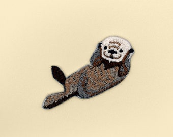 Écusson adhésif loutre mignon/insigne animal nature/écusson auto-adhésif/écusson décoratif/broderie bricolage/appliqués brodés/cadeau amoureux loutre