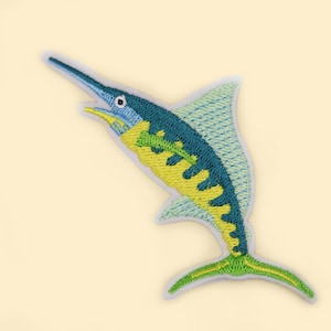 Iron-On Colourful Swordfish Patch/Sea Fish Patch/Animal Badge/Decorative Patch/DIY/Embroidered Applique/Fish Lover Gift/Aquarium Animal