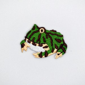 Iron-On Ceratophrys Patch/South American Horned Frog/Animal Badge/Decorative Patch/DIY Embroidery/Embroidered Applique/Frog Lover Gift image 2