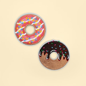 Iron-On Colourful Doughnut Patch/Food Badge/Doughnut Patch/Decorative Patch/DIY/Embroidered Applique/Applique Motif/Doughnut Lover Gift
