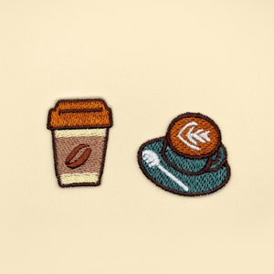 Tasses à café Écusson thermocollant/Badge pour amateur de café/Écusson décoratif/Broderie à faire soi-même/Appliques brodés/Cadeau pour amateur de café/Tasse à café