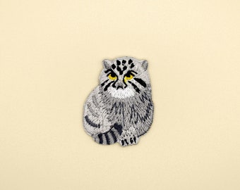 Iron-On The Pallas's Cat Patch/Animal Badge/Wild Animal/DIY Embroidery/Decorative Patch/Embroidered Applique/Applique Motif/Cat Lover Gift