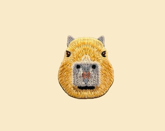 Iron-On Capybara Head Patch/Animal Badge/Capybara Badge/Decorative Patch/DIY Embroidery/Embroidered Applique/Cute Patch/CapybaraLover Gift