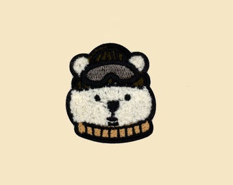 Adorable Fluffy Polar Bear Head Sew On Patch/Animal Badge/DIY Embroidery/Decorative Patch/Embroidered Applique/Applique Motif/Polar Bear