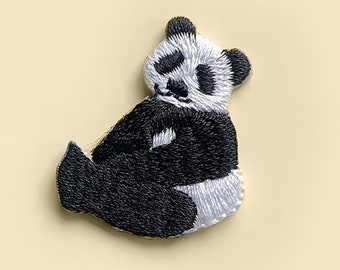 Adorable écusson panda thermocollant/Badge animal/DIY/Accessoire décoratif/Applique brodé/Motif appliqué/Accessoire/AutocollantsCadeau pour amoureux des pandas