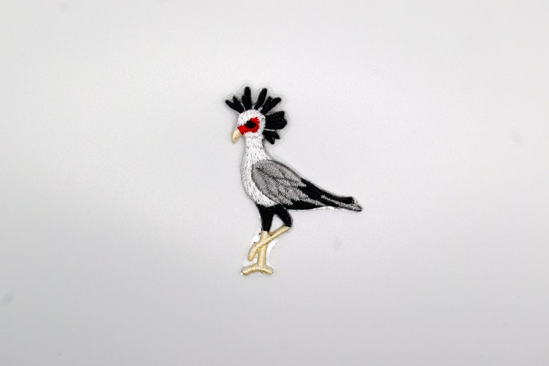 SecretaryBird Stick-On Patch/Terrestrial Bird Badge/DIY Embroidery/Decorative Patch/Embroidered Applique/Applique Motif/Birds Lover Gift image 2