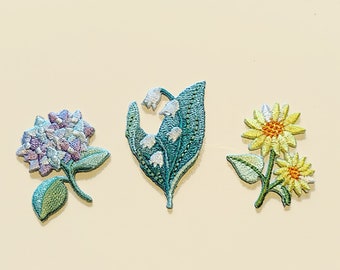 Parche termoadhesivo de la colección Jardín Botánico/Insignia de flores/Bordado/Parche decorativo/Apliques bordados/Amante de las rosas/Motivo de apliques