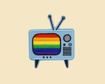 Iron-On Rainbow Television Patch/LGBT Badge/TV Patch/Decorative Patch/DIY Embroidery/Embroidered Applique/Pop Culture Lover Gift/Retro Patch