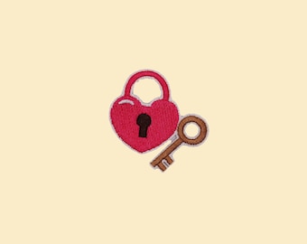 Parche termoadhesivo con forma de corazón y candado – Aplique bordado romántico para manualidades y regalos de San Valentín