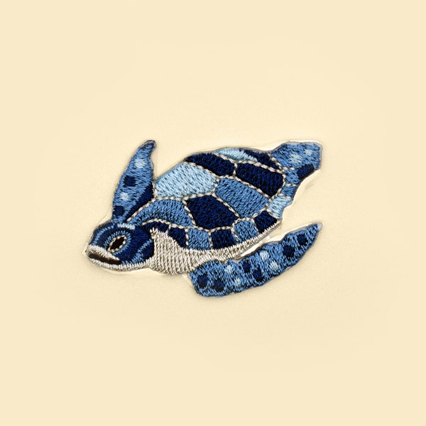 Stick-On Blue Sea Turtle Patch/Turtle badge/DIY Embroidery/Decorative Patch/Embroidered Applique/Turtle lover/Applique Motif/Sea Lover Gift