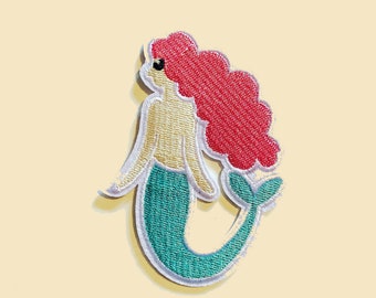 Iron-On Large Mermaid Patch/Mermaid Badge/DIY Embroidery/Decorative Patch/Embroidered Applique/Mermaid Lover/Applique Motif/Girls Gift