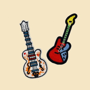 Colourful Guitars Iron-On Patch/Guitar Badge/Instruments Patch/Decorative Patch/DIY Embroidery/Embroidered Applique/Music Lover Gift/Guitar