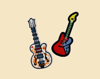 Colourful Guitars Iron-On Patch/Guitar Badge/Instruments Patch/Decorative Patch/DIY Embroidery/Embroidered Applique/Music Lover Gift/Guitar