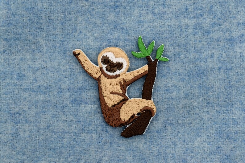 Iron-On Sloth Patch/Nature Animal Badge/Sloth Badge/Decorative Patch/DIY Embroidery/Embroidered Applique/Cute Patch/Animal Lover Gift image 3