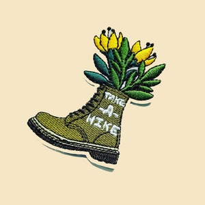 Iron-on Boot Patch/Hikel badge/DIY Embroidery/Decorative Patch/Embroidered Applique/Hiking lover/Applique Motif/Trendy Patch/Take A Hike