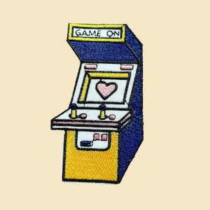 Iron-On Arcade Machines Game On Patch/Colourful 80s Patches/70s motif patch/Retro Denim Jacket Patches/Game Lover Gift/DIY/80s Retro Patch