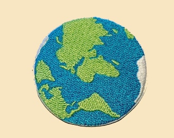 Stick-On Large Earth Embroidered Patch/DIY Appliqué Badge/Space Lover Gift/Decorative Embroidery/Applique Motif/Earth Lover Accessory