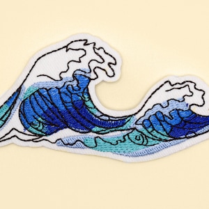 Sea Wave Iron-On Patch/Janpanese Art Patch/Sea Wave Patch/Decorative Patch/DIY Embroidery/Embroidered Applique/Surf Gift/Sea Lover Gift