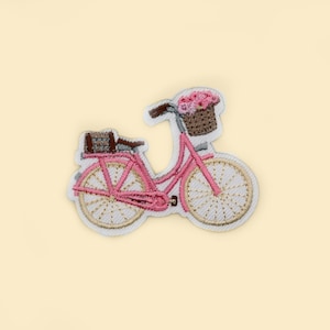 アイロン接着式ピンクバイクパッチ/バイクバッジ/サイクリングバッジ/装飾パッチ/DIY刺繍/刺繍アップリケ/サイクリング愛好家へのギフト/カジュアルな雰囲気