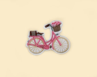 Iron-On Pink Bike Patch/Bike Badge/Cycling Badge/Decorative Patch/DIY Embroidery/Embroidered Applique/Cycling Lover Gift/Casual Vibes