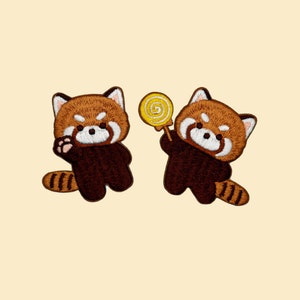 Zelfklevende patch rode panda/badge cartoon dier/badge Red Panda/Decoratieve patch/DIY-borduurwerk/geborduurde appliqué/leuke patch/liefhebber rode panda