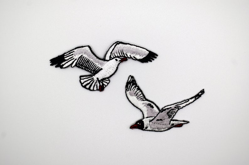 Iron-On Seagull Bird Patch/Nature Bird Badge/Seagull Patch/Decorative Patch/DIY Embroidery/Embroidered Applique/Cute Patch/Seabird Lover image 2