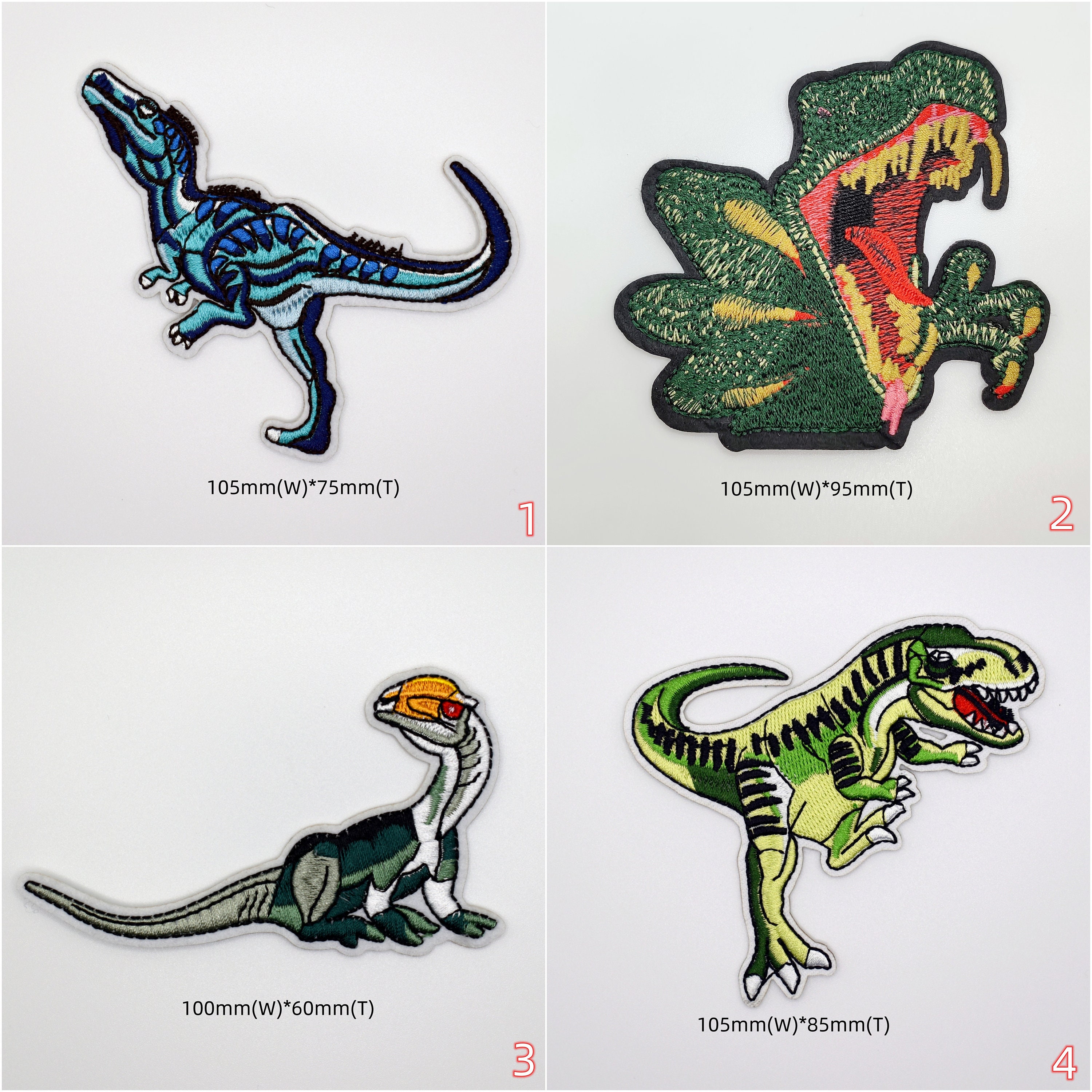 Set Of 3 Triceratops Iron-On Embroidered Patches, Cartoon Dinosaur Appliqu&eacute;s For Clothing And Backpack Decoration