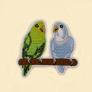 Iron-On Large Two Parrots Patch/Animal Badge/Bird Patch/DIY Patch/Decorative Patch/Embroidered Applique/Applique Motif/Parrots Lover Gift image 1