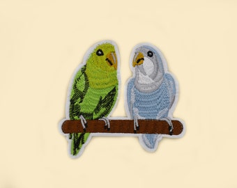 Iron-On Large Two Parrots Patch/Animal Badge/Bird Patch/DIY Patch/Decorative Patch/Embroidered Applique/Applique Motif/Parrots  Lover Gift