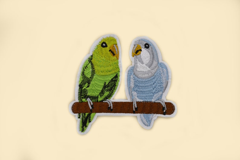 Iron-On Large Two Parrots Patch/Animal Badge/Bird Patch/DIY Patch/Decorative Patch/Embroidered Applique/Applique Motif/Parrots Lover Gift image 1
