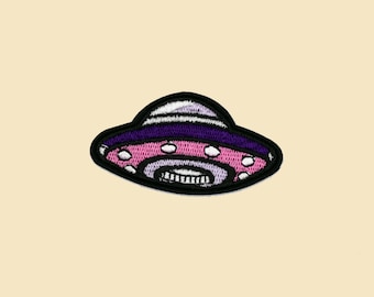 Colourful Spaceship Ufo Iron On Patch/Ufo Badge/DIY Embroidery/Decorative Patch/Embroidered Applique/Applique Motif/Ufo Lover Gift/Christmas