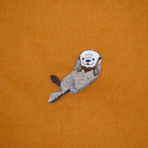 Écusson adhésif loutre mignon/insigne animal nature/écusson auto-adhésif/écusson décoratif/broderie bricolage/appliqués brodés/cadeau amoureux loutre image 3