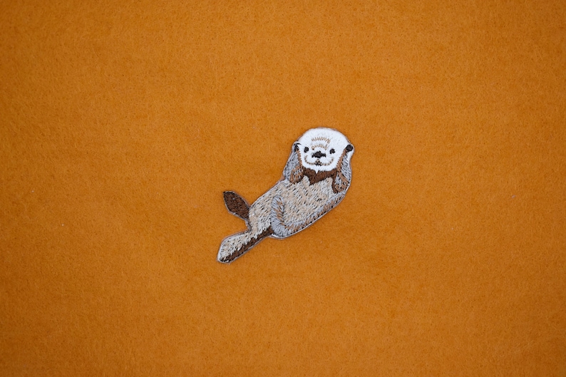 Écusson adhésif loutre mignon/insigne animal nature/écusson auto-adhésif/écusson décoratif/broderie bricolage/appliqués brodés/cadeau amoureux loutre image 3