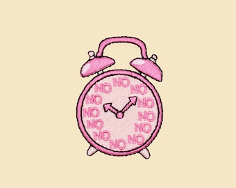 Iron-On Pink Clock NO Icon Patch/Clock Badge/NO Attitude Badge/Decorative Patch/DIY/Embroidered Applique/Applique Motif/Quirk Patch